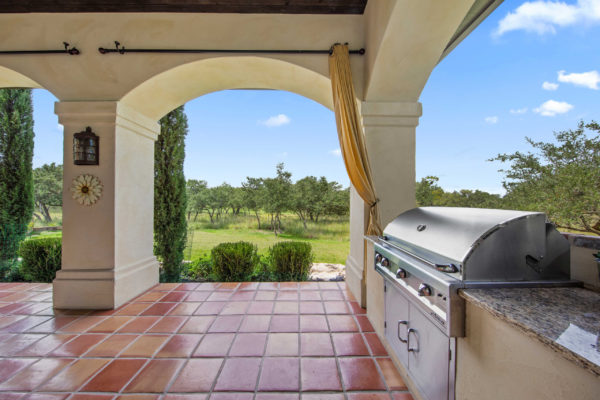 Tuscan Tiled Outdoor Kitchen on San Antonio Custom Home