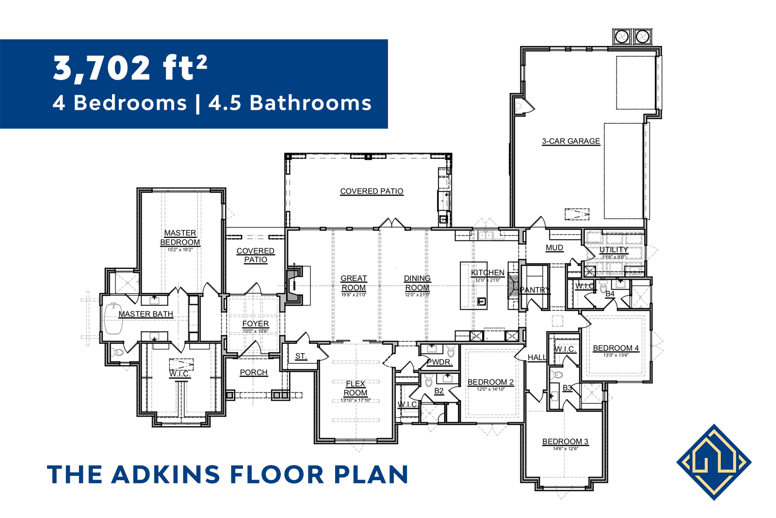 4 Bedroom Floor Plan for San Antonio Custom Home